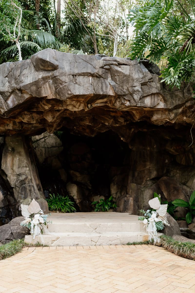 The Waterfall Grotto ceremony space at Shambala Estate