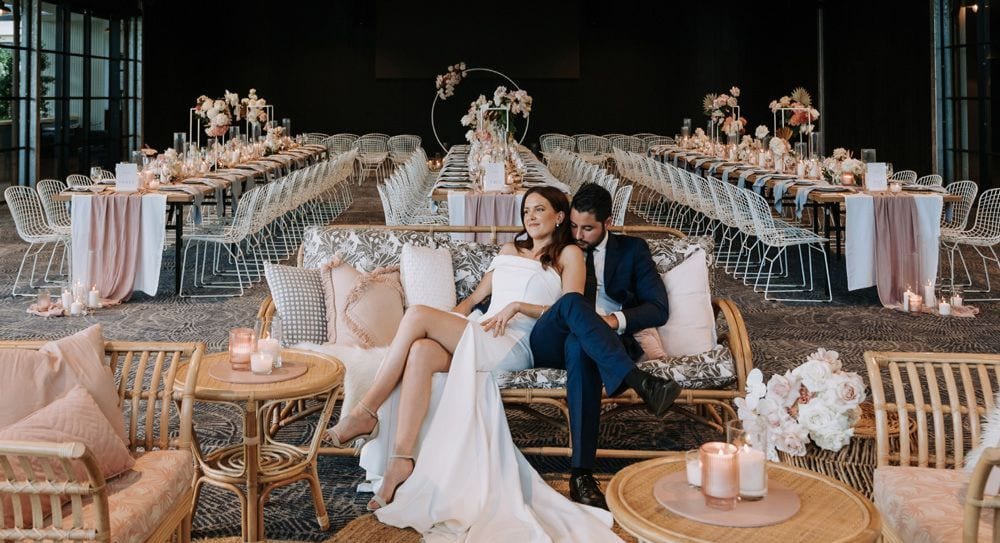 Real wedding hair and makeup at The Island Gold Coast, Gold Coast